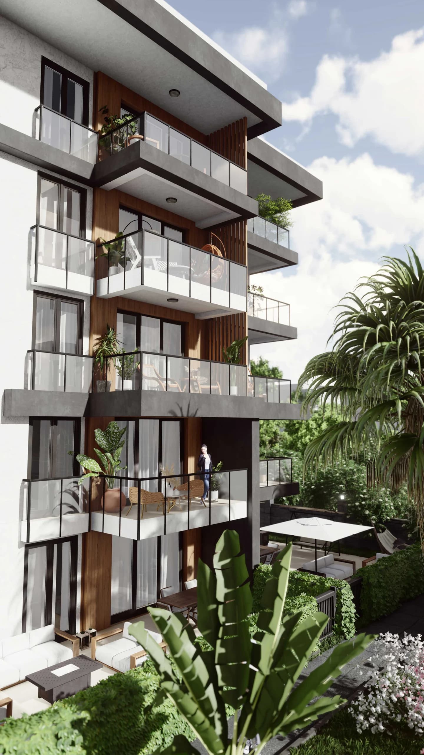 Perge Collection Pure Green blok ve bahçe alanları