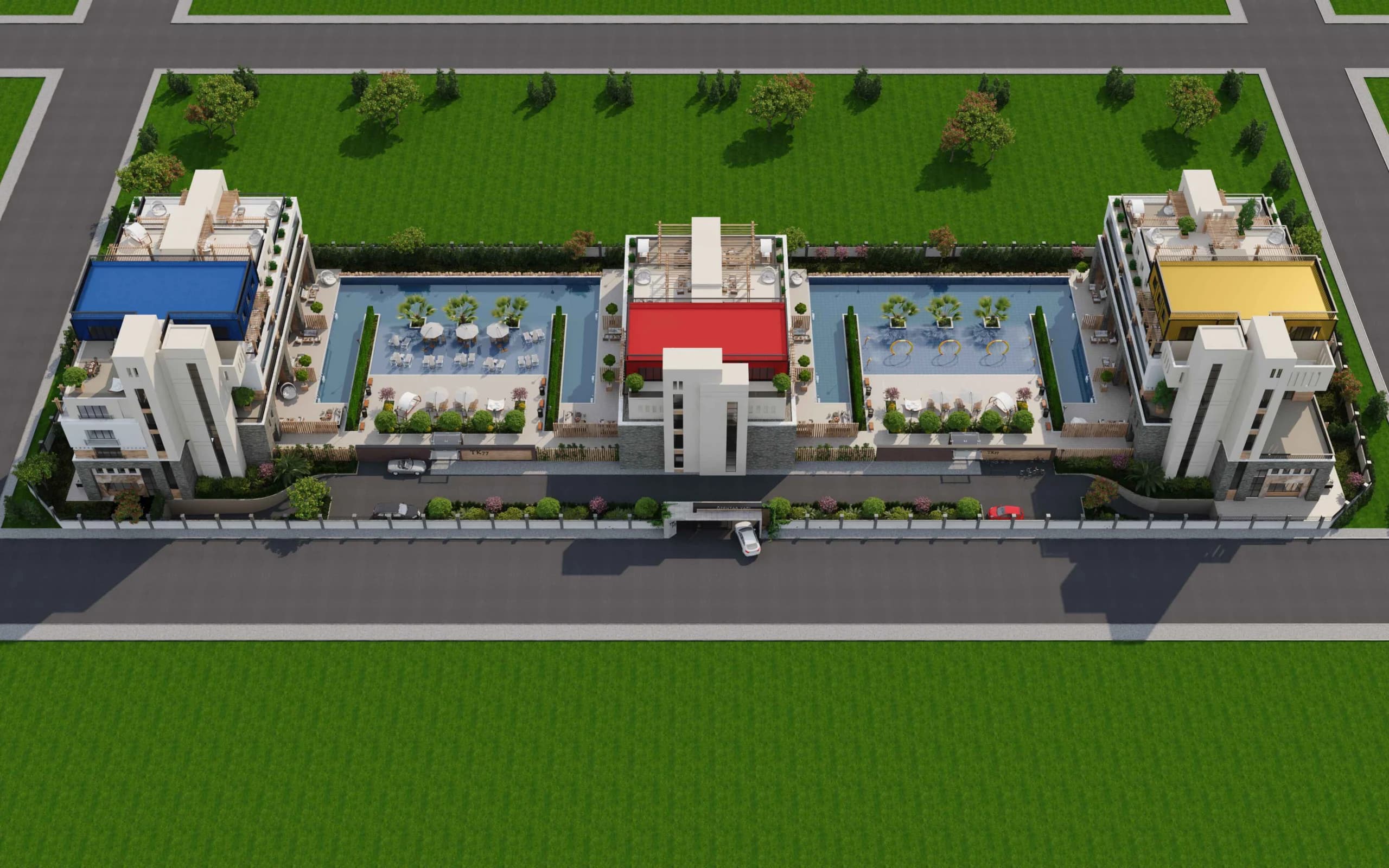 TK 77 Residence blokları ve peyzaj alanları