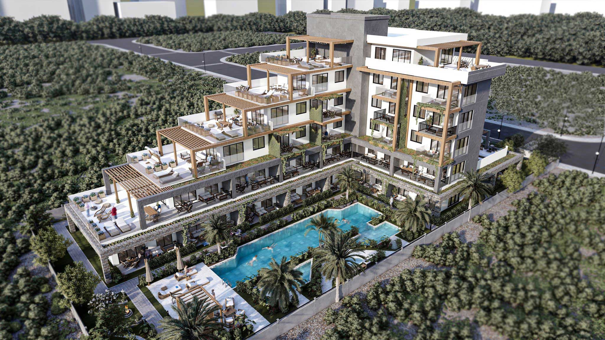 Perge Collection Deep Blue havuz ve dış cephe görünümü